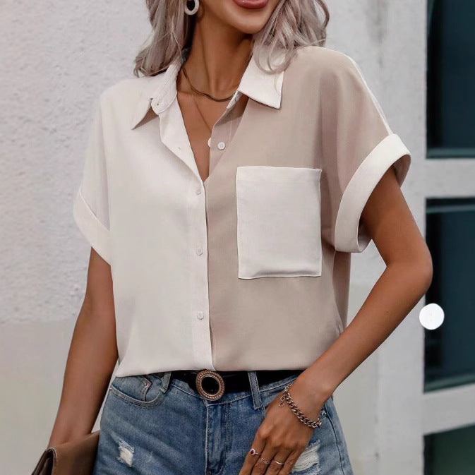 Color-block Women's Short-sleeve Shirt