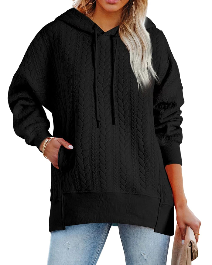 Casual Twist Texture Solid Color Women's Hoodie Sweater