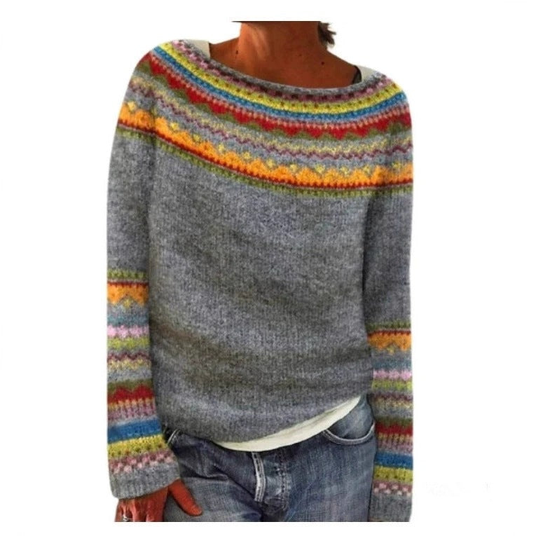Round Neck Multicolor Loose Fashion Pullover Sweater