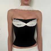 Creative Lace-Patchwork Strapless Tank Top For Women