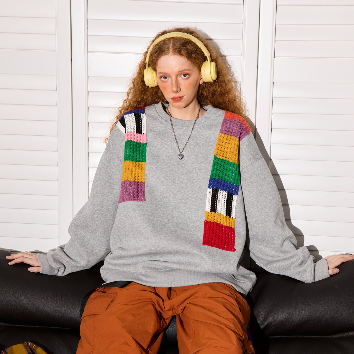 Rainbow Wool Patchwork Oversized Sweater
