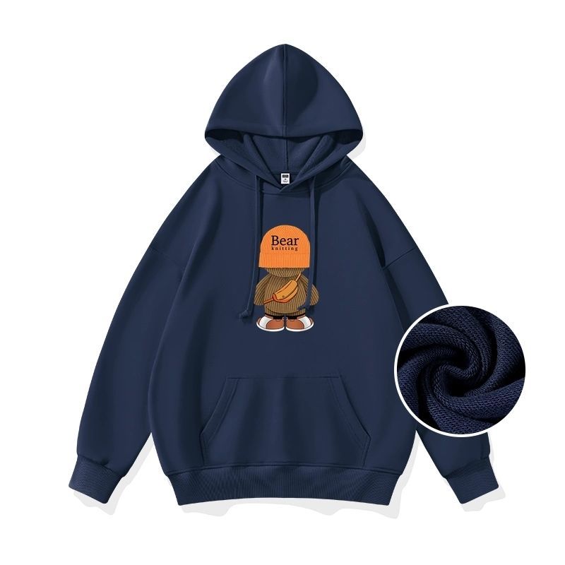 Cozy Cartoon Pocket Long Sleeve Pullover Women's Sweater