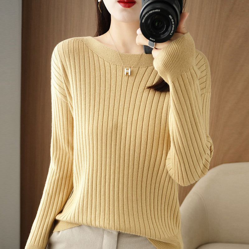Women's Off-neck Knitted Bottoming Shirt Autumn and Winter New