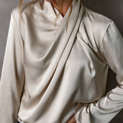Women's Solid Color Satin Chiffon Blouse