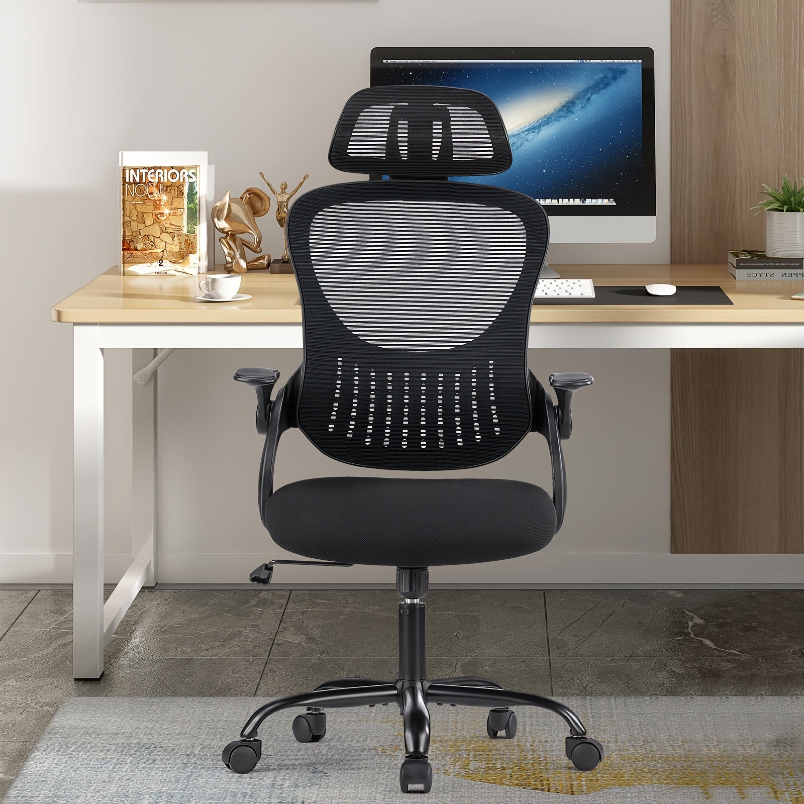Ergonomic High‑Back Mesh Desk Chair with Adjustable Headrest, Lumbar Support and Flip‑Up Arms