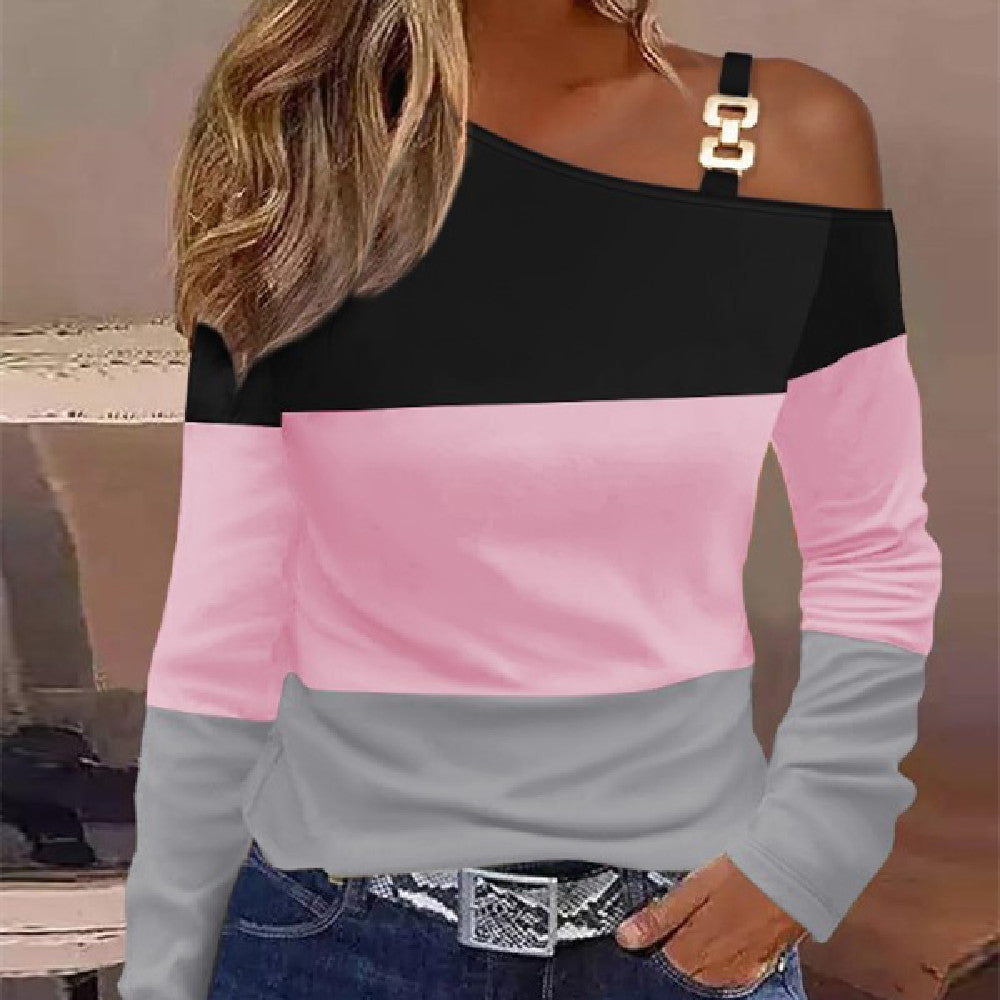 Women's Asymmetrical Diagonal Collar Pullover Shirt