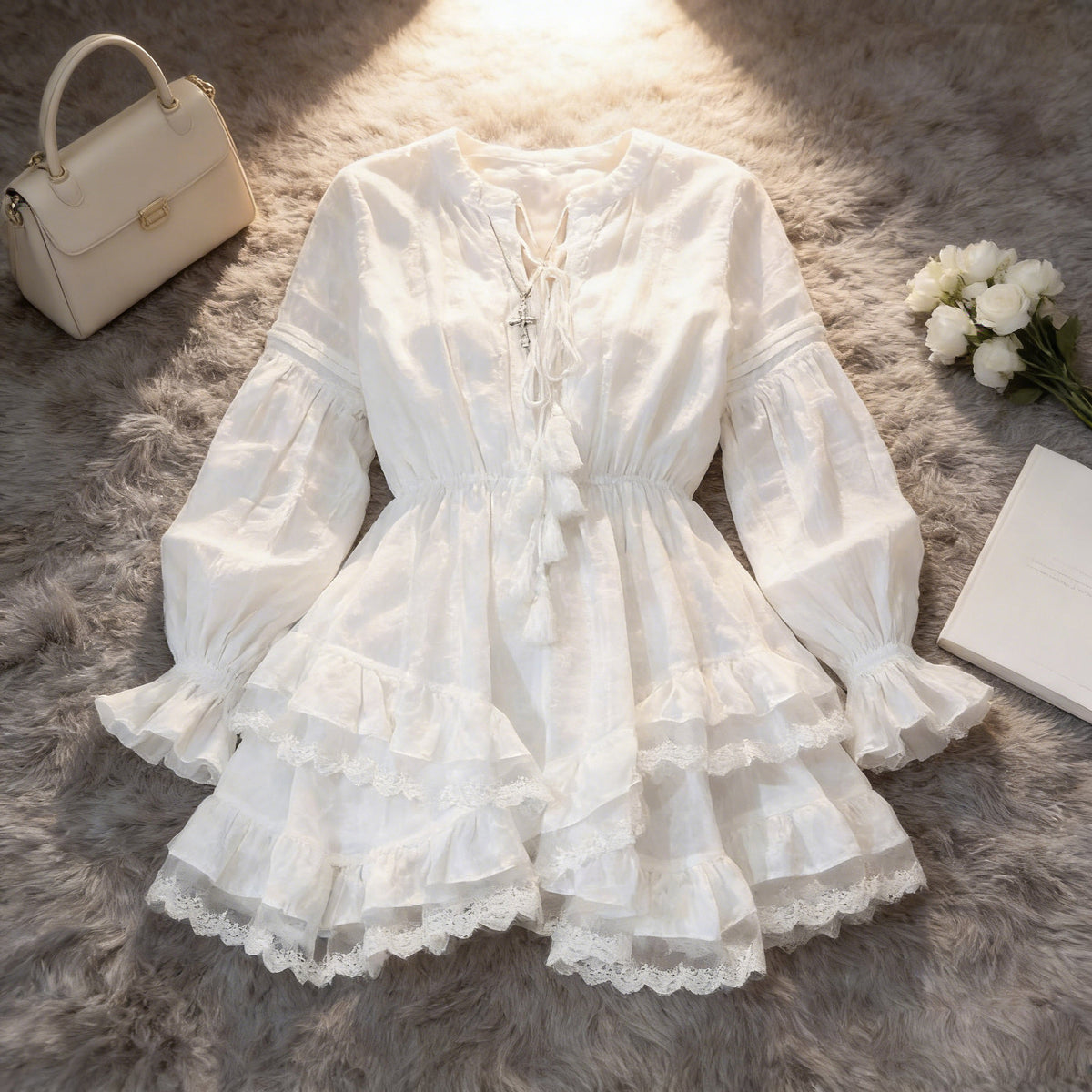 French-style Vacation Chic Sweet Lace Dress for Women