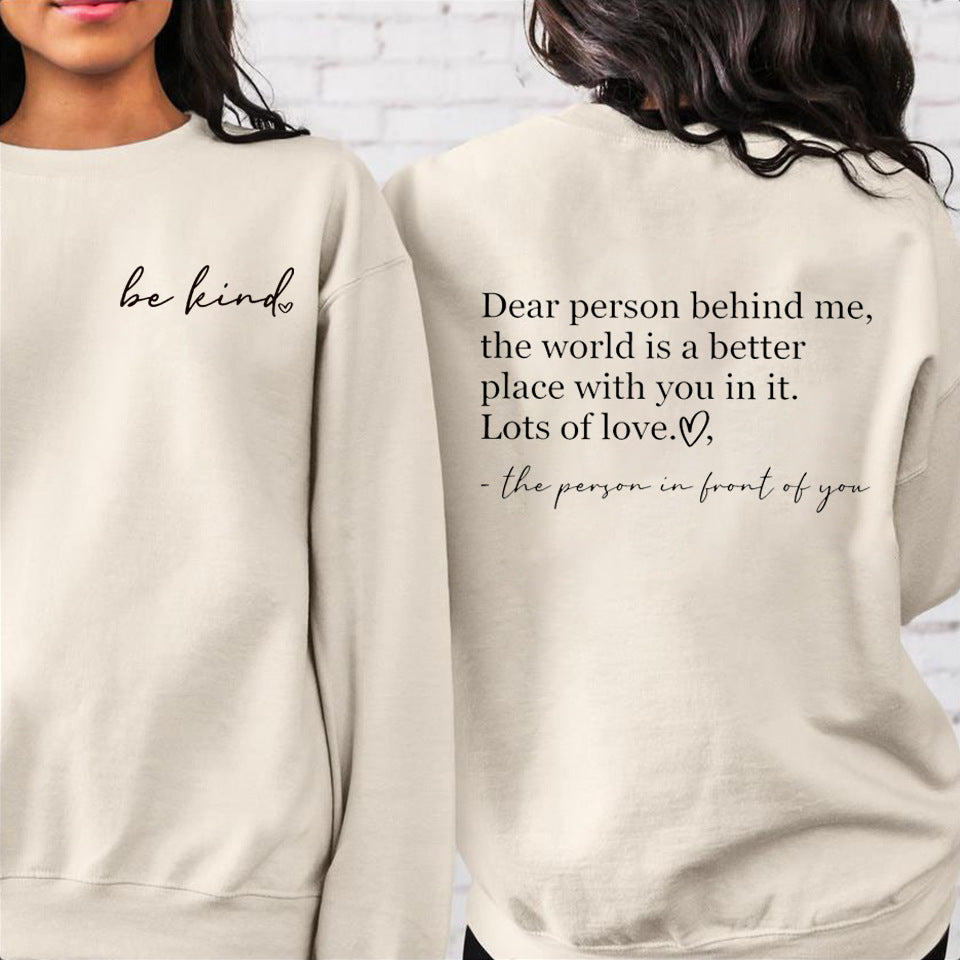 Be Kind Inspirational Teacher Loose Cotton Blend Pullover Sweater