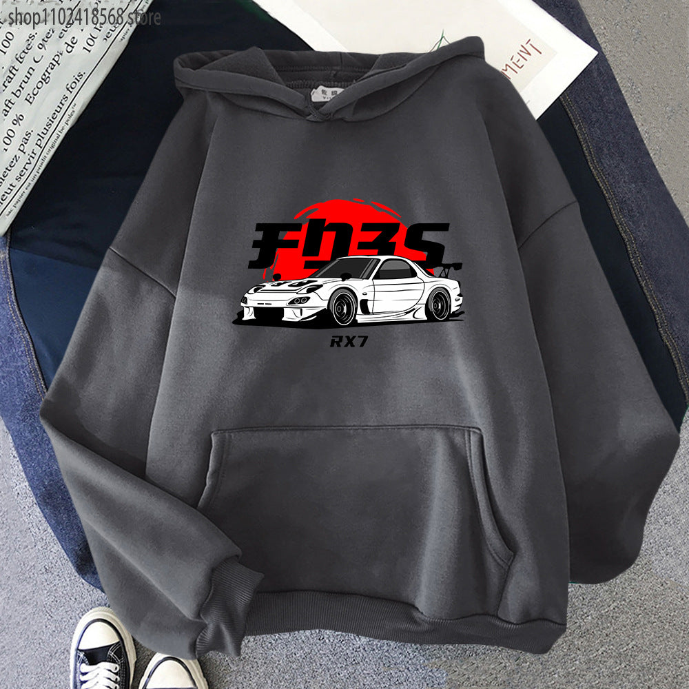 Unisex Graphic Car Print Casual Cotton Hoodie