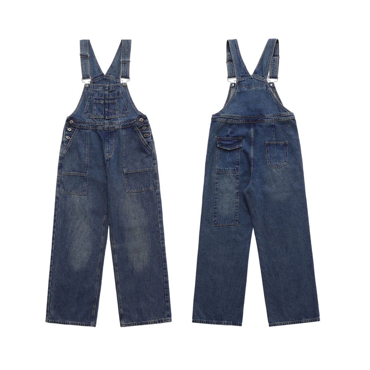 Denim Suspender Pants Women's Design Sense Loose Washed-out