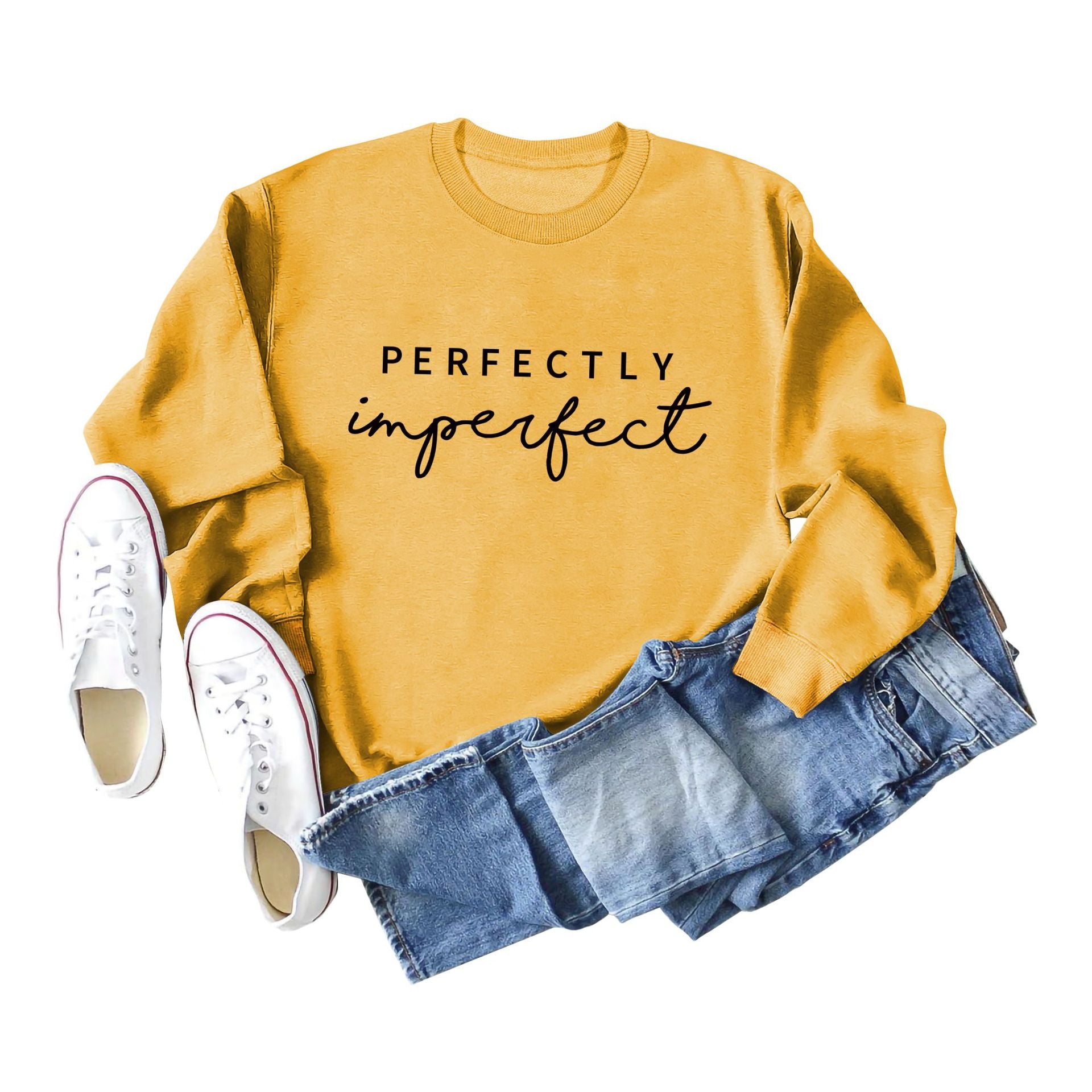 PERFECTLY Imperfect Women's Round Neck Long Sleeve Sweater