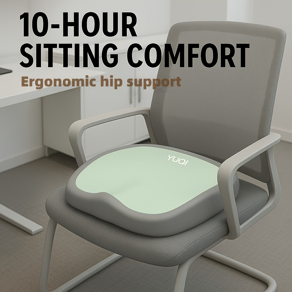 10-Hour Ergonomic Memory Foam Office Chair Cushion – Adjustable Hip & Waist Support, Portable Comfort for Home, Car, and Office Use – Dry Clean Only – Gray/Green/Yellow/Black, Office Chair Cushion,...