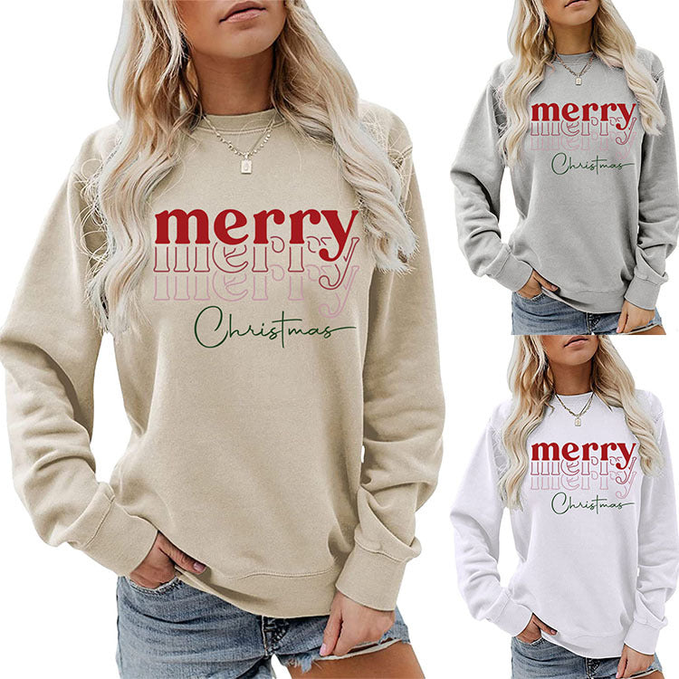 Women's Festive Letter Print Christmas Long Sleeve Sweater