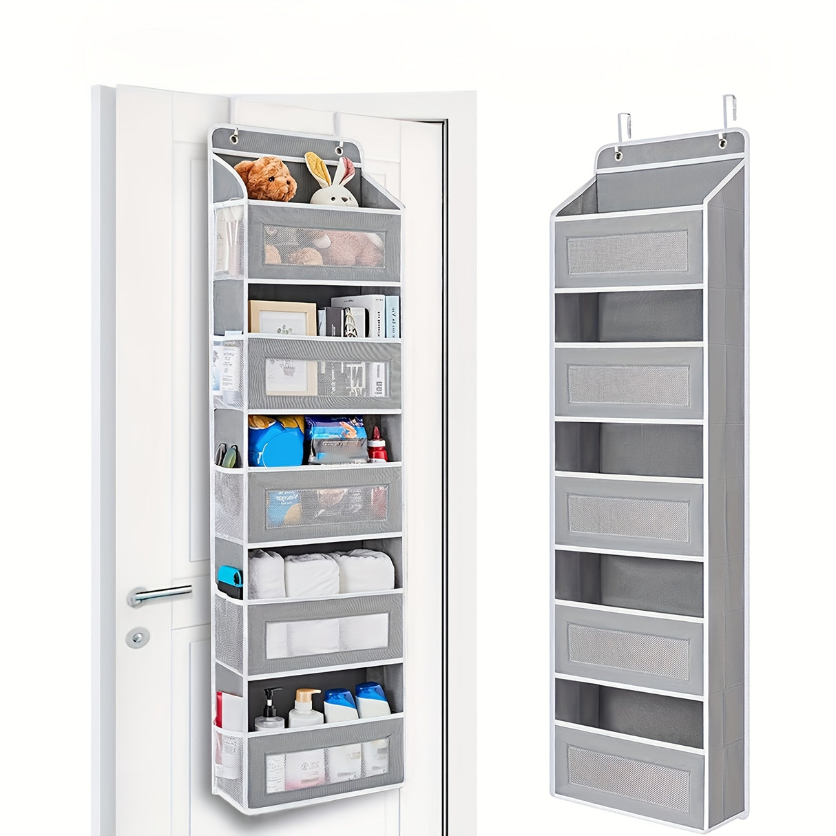 5-Tier Storage Box Door Storage Box, Hanging Door Storage Box with 5 Large Capacity Pockets | Anti-tilt 44 Pound Load Back Of Door Storage Box for Bedroom, Bathroom, Pantry, Children's Room Storage...