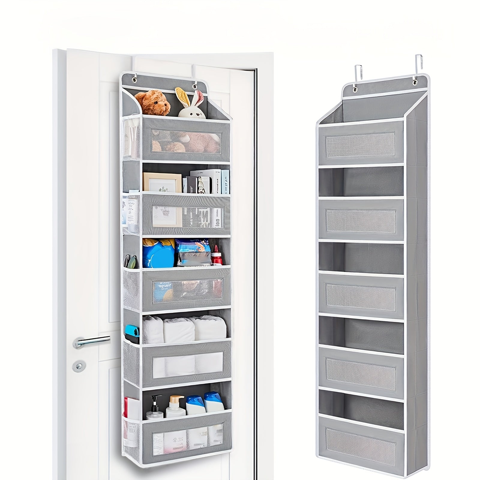 5-Tier Storage Box Door Storage Box, Hanging Door Storage Box with 5 Large Capacity Pockets | Anti-tilt 44 Pound Load Back Of Door Storage Box for Bedroom, Bathroom, Pantry, Children's Room Storage...