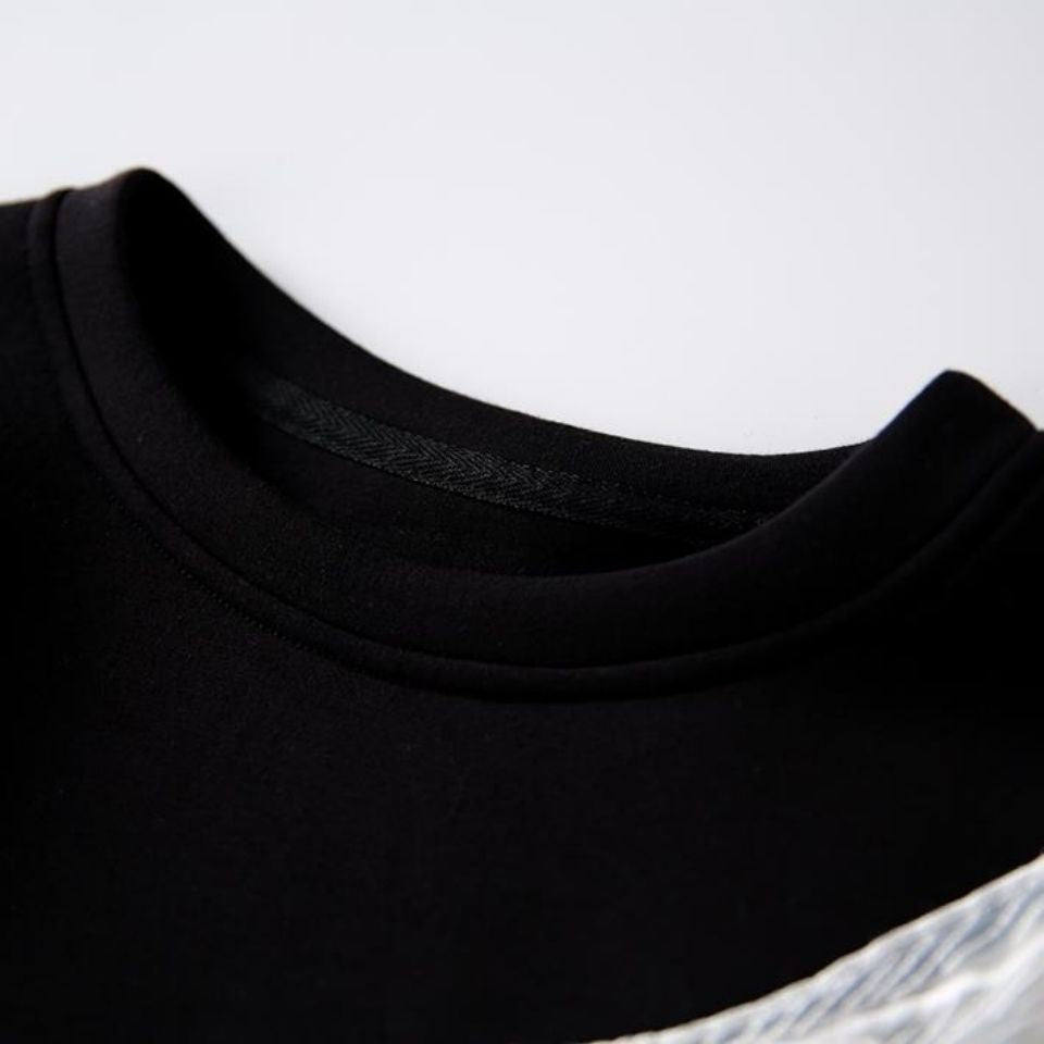 Embroidered Wing Colorblock Crewneck Sweater