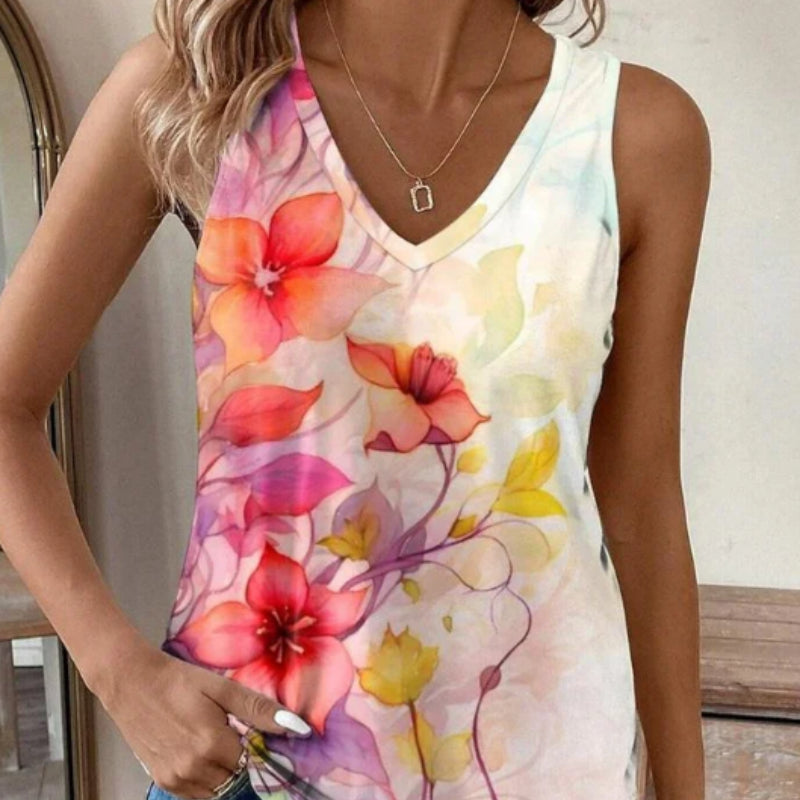 Floral Sleeveless Tank Top – Light, Breathable Summer Tee