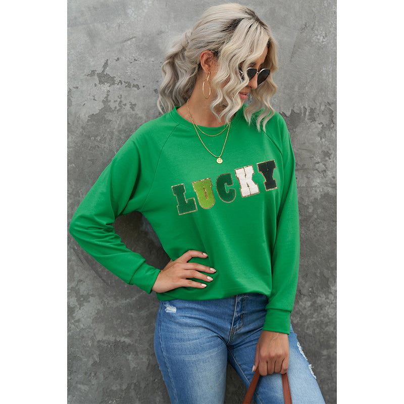 Women's Letter Embroidered Loose Pullover Sweatshirt