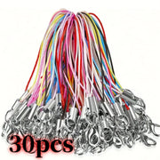 Colorful 65 mm Strap Keychain – 30 Pack, Buckle Rope for Phones, Keys and Accessories