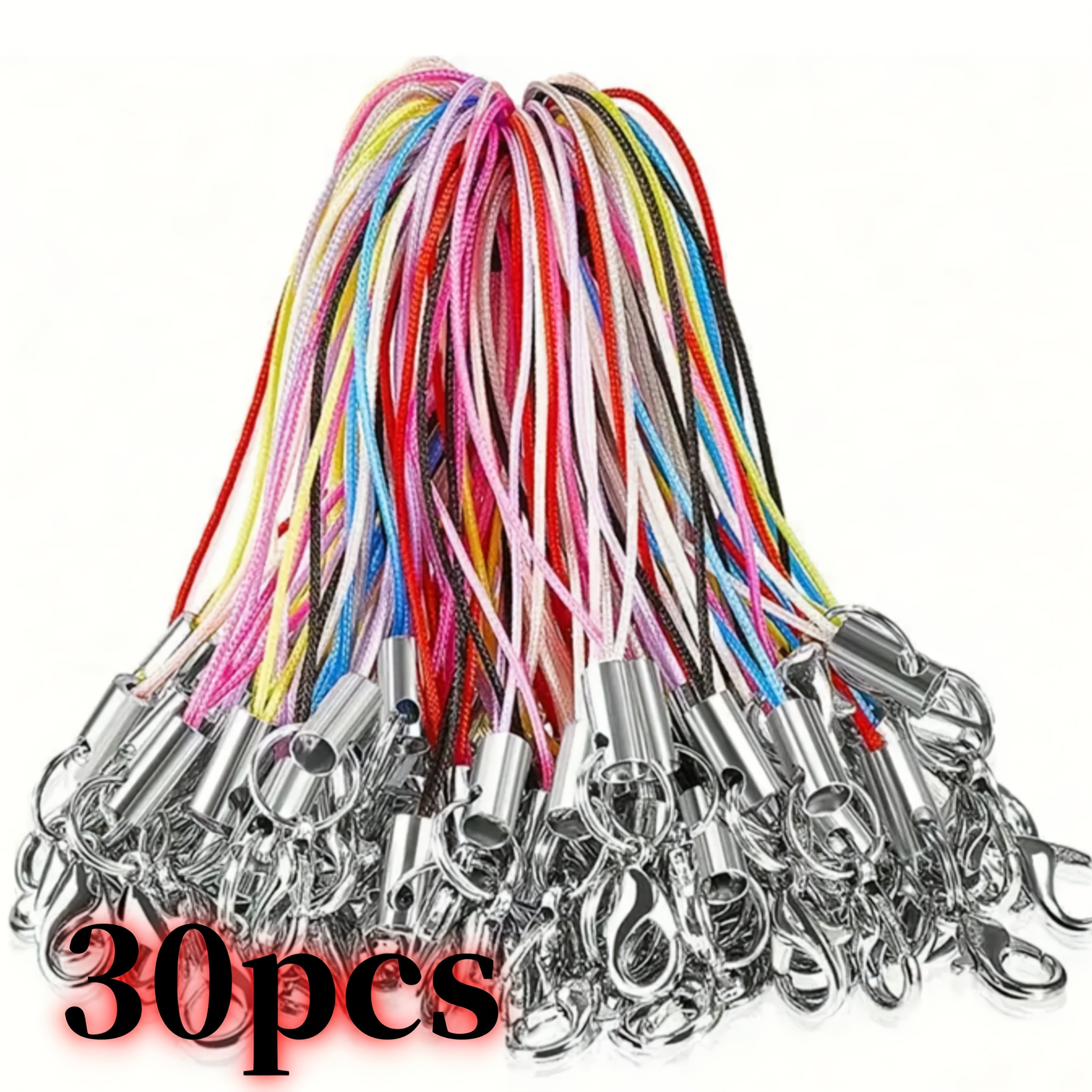 Colorful 65 mm Strap Keychain – 30 Pack, Buckle Rope for Phones, Keys and Accessories