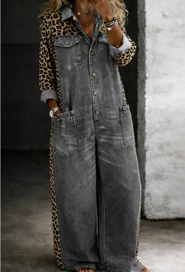 Retro Vintage Wide-Leg Casual Jumpsuit