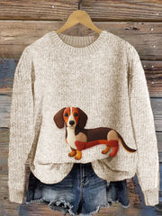 Anti-pilling Knit Sweater with a Little Bear Print Womens Winter Base Layer Stylish American Streetwear Top