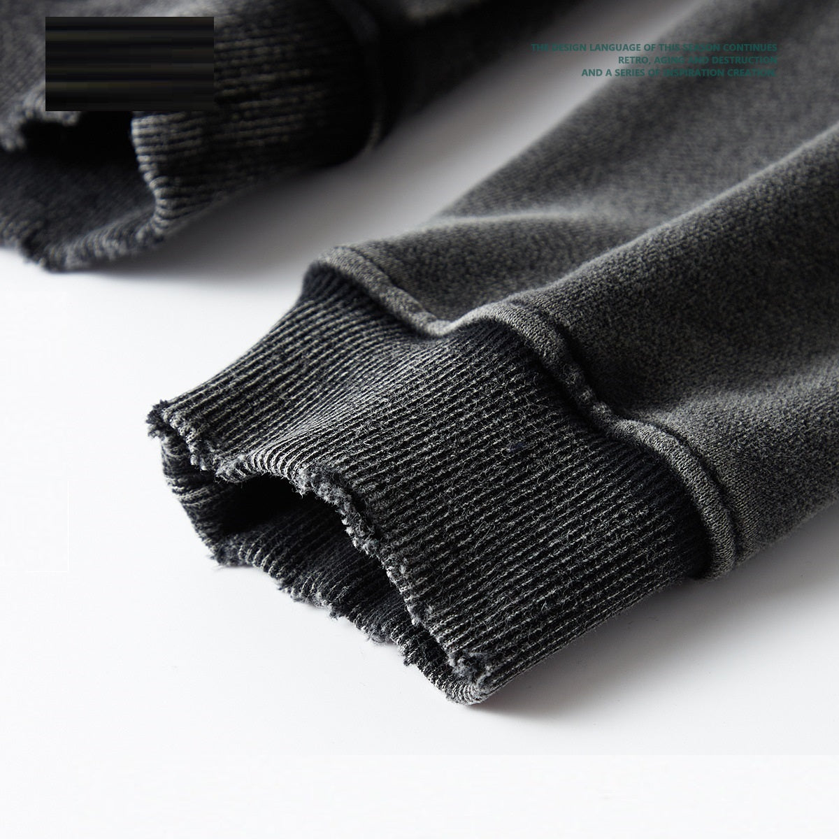 Washed Worn Frayed Round Neck Sweater