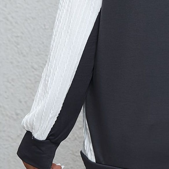 Plus Size Colorblock Casual Sweatshirt