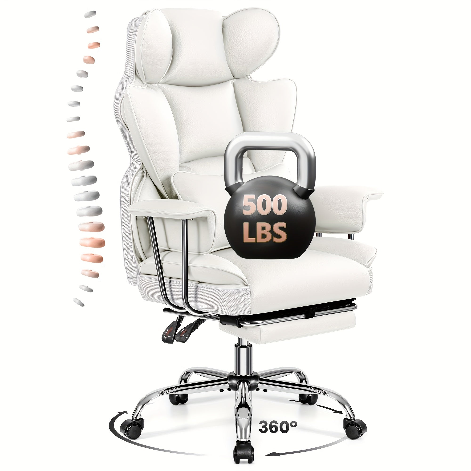 Premium Ergonomic Executive Leather Office Chair for Larger Individuals – High Back with Enhanced Lumbar Support and Built‑In Footrest