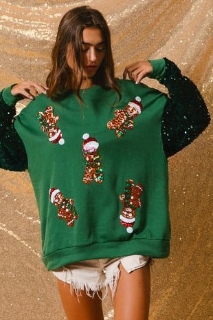 Women's Festive Sequin Padded Christmas Sweatshirt