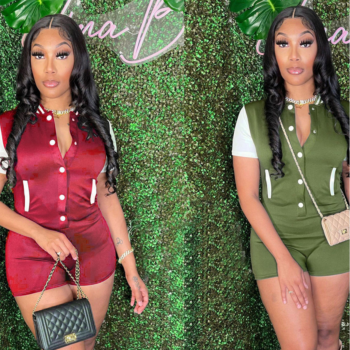 Chic Buttoned Bodysuit Waist-Cinching Jumpsuit