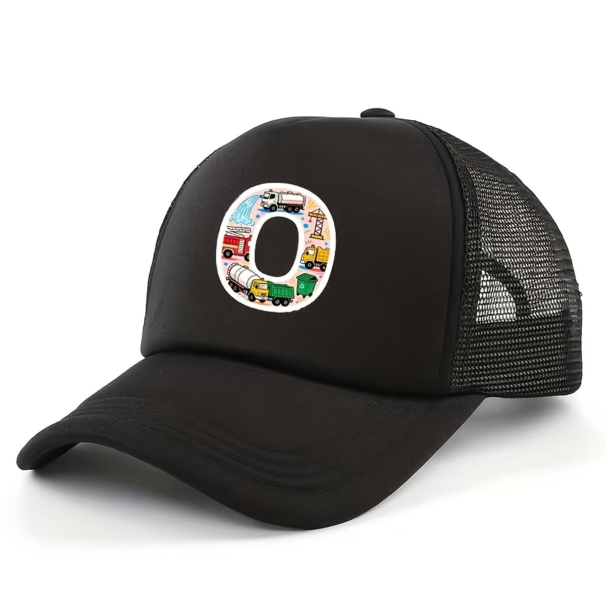 Adjustable Construction Vehicle Printed Trucker Hat for Kids