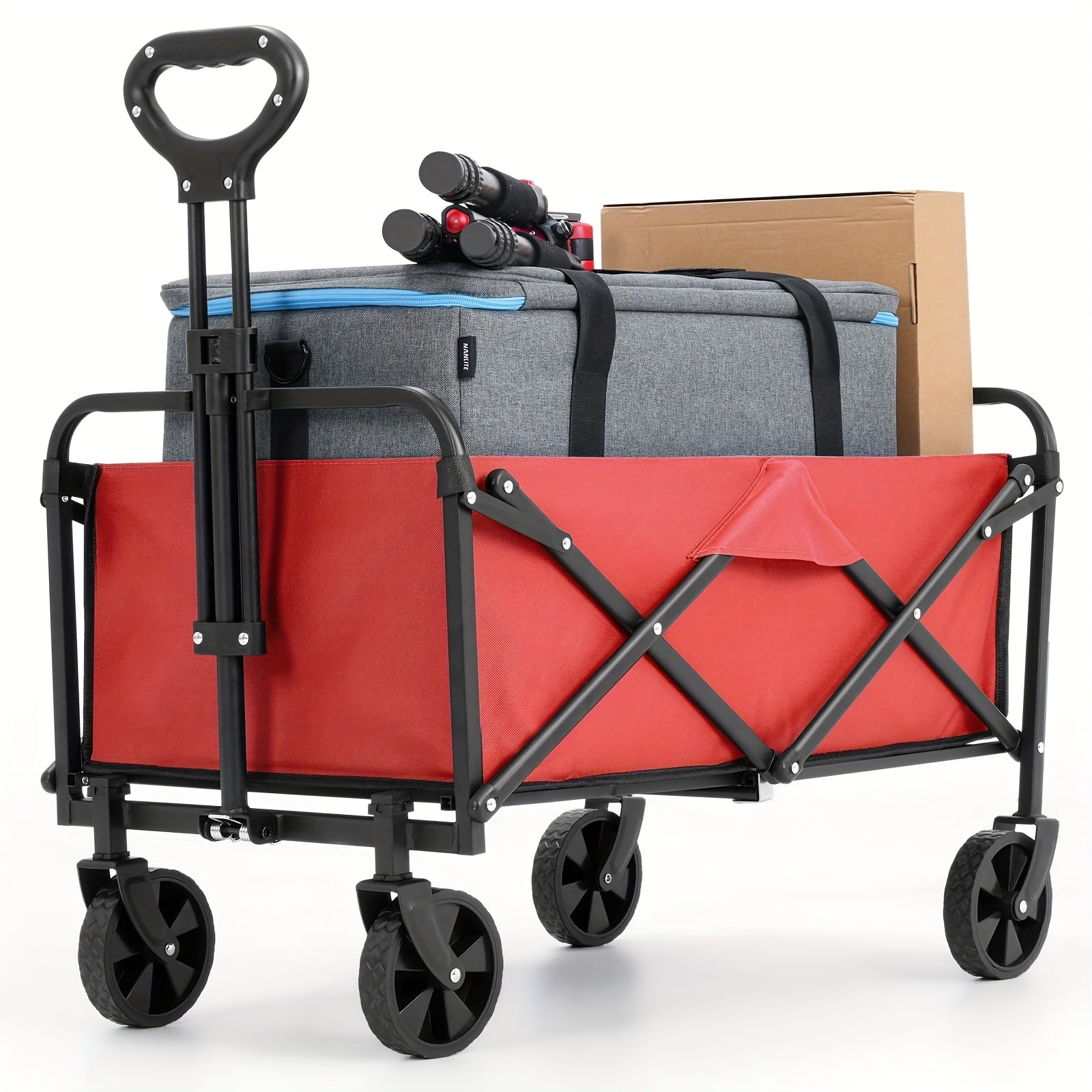 Heavy Duty All Terrain Folding Cart 220LBS/ 450LBS/ 680LBS | Large Capacity Camper Utility Cart for Yard Shopping, Sports, Outdoor, Gardening Equipment - Black Multifunctional