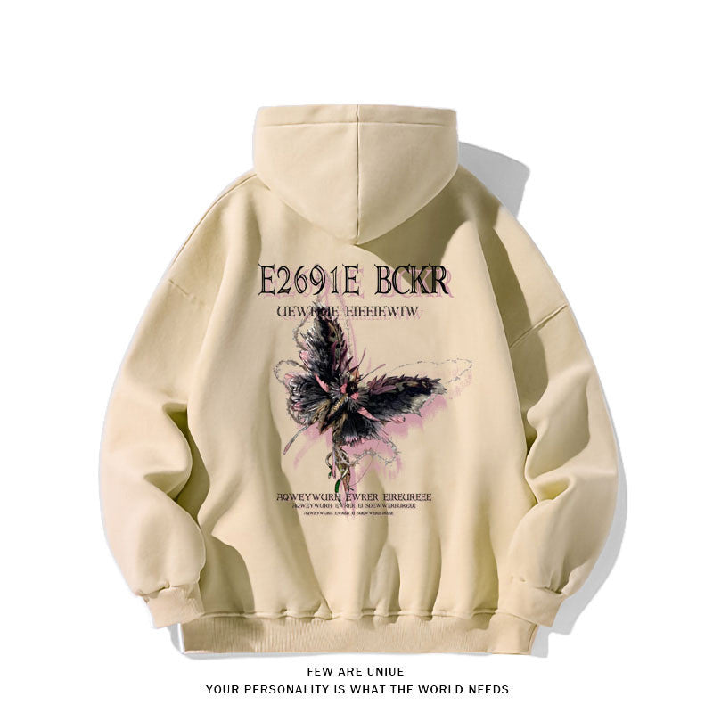 Retro Butterfly Print Mid-Length Casual Cotton Sweater