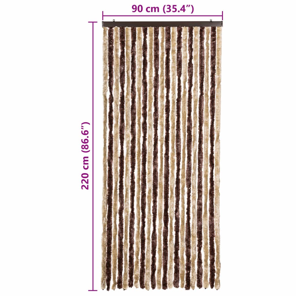 Insect Screen Curtain and Light Brown Chenille Insect Screen Curtain and