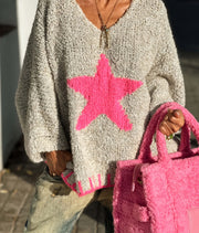 Casual Loose Loop Yarn V-neck Women's Sweater