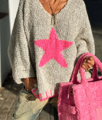 Casual Loose Loop Yarn V-neck Women's Sweater