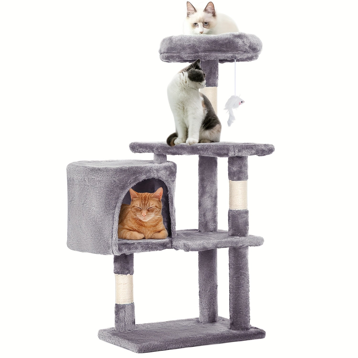 54/70" Multi-Level Cat Tree Tower with Scratching Posts & Cozy Condos, Space-Saving Indoor Cat Playhouse, Durable Plywood Construction, Fun Jumping Platforms, Multiple Colors