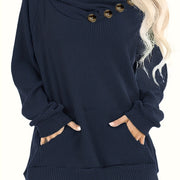 Plus Size Pile Lapel Button-Up Sweatshirt