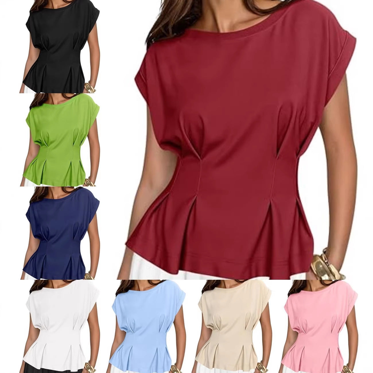 Round-neck Short-sleeve T-shirt Womens Casual Versatile Fashion Top