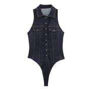 Sleeveless Denim Bodycon Jumpsuit for Women