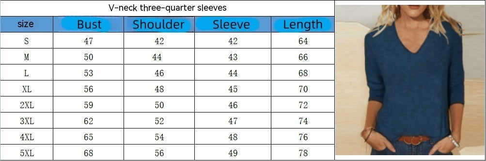 Cute Valentine's Heart V-Neck 3/4 Sleeve Casual T-Shirt