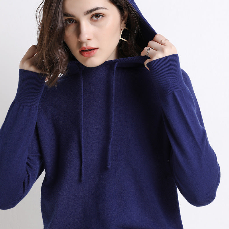 Women's Lightweight Knitted Hooded Sweater