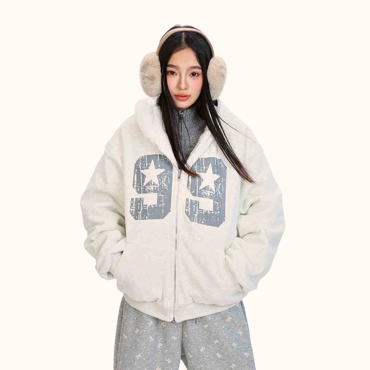 Reversible Fleece-Lined Padded Zip Hoodie