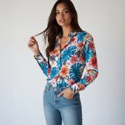 Long-sleeve Loose-fit Elegant Blouse For Middle-aged Women
