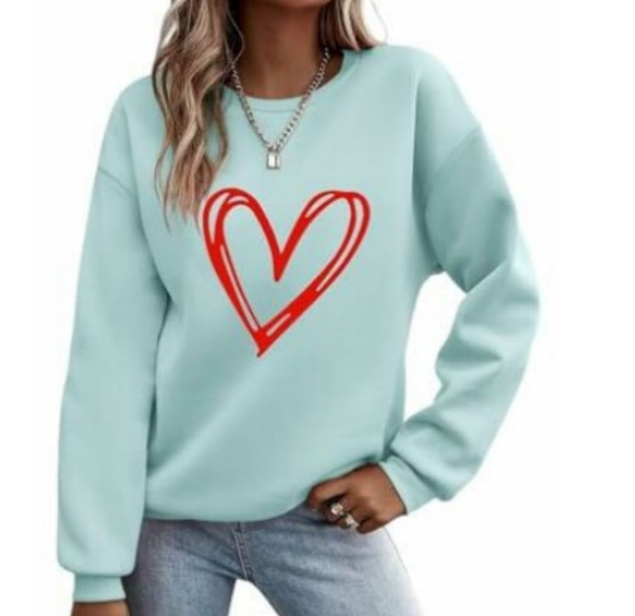 Women's Printed Round Neck Long Sleeve Pullover Sweater