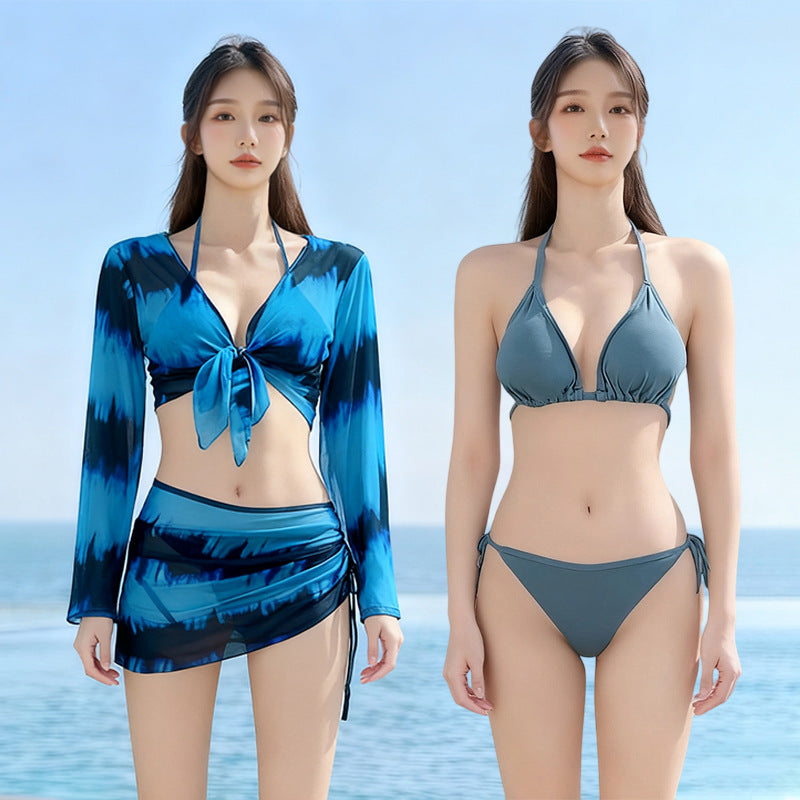 Bikini Two-piece Set With Long Sleeves Gradient Colorway