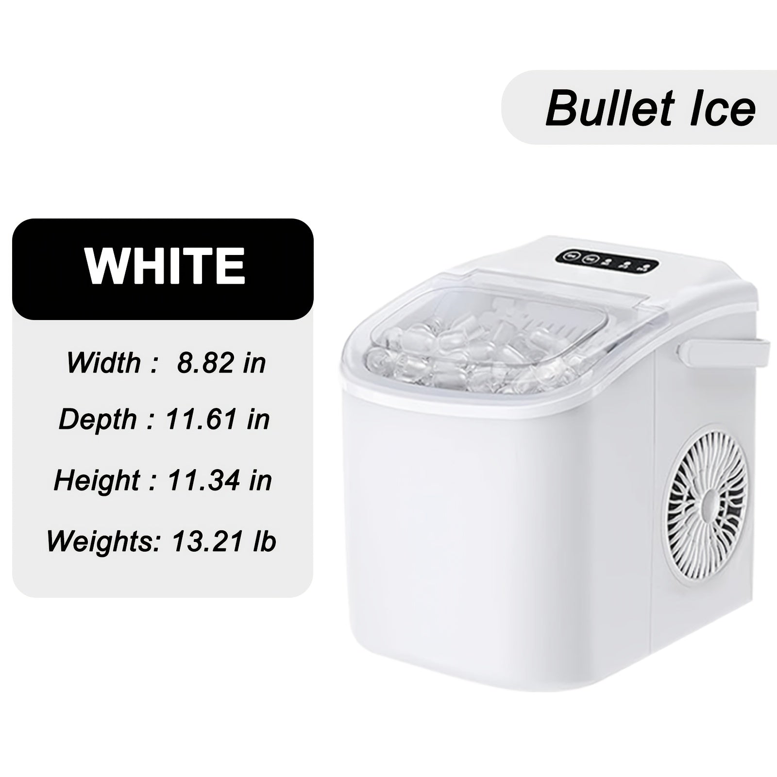 Countertop Ice Maker With Handle, Produces 26 Pounds Of Ice Within 24 Hours, Makes 9 Ice Cubes In 6 Minutes. Portable Ice Maker Comes With A Basket And Ice Scoop.