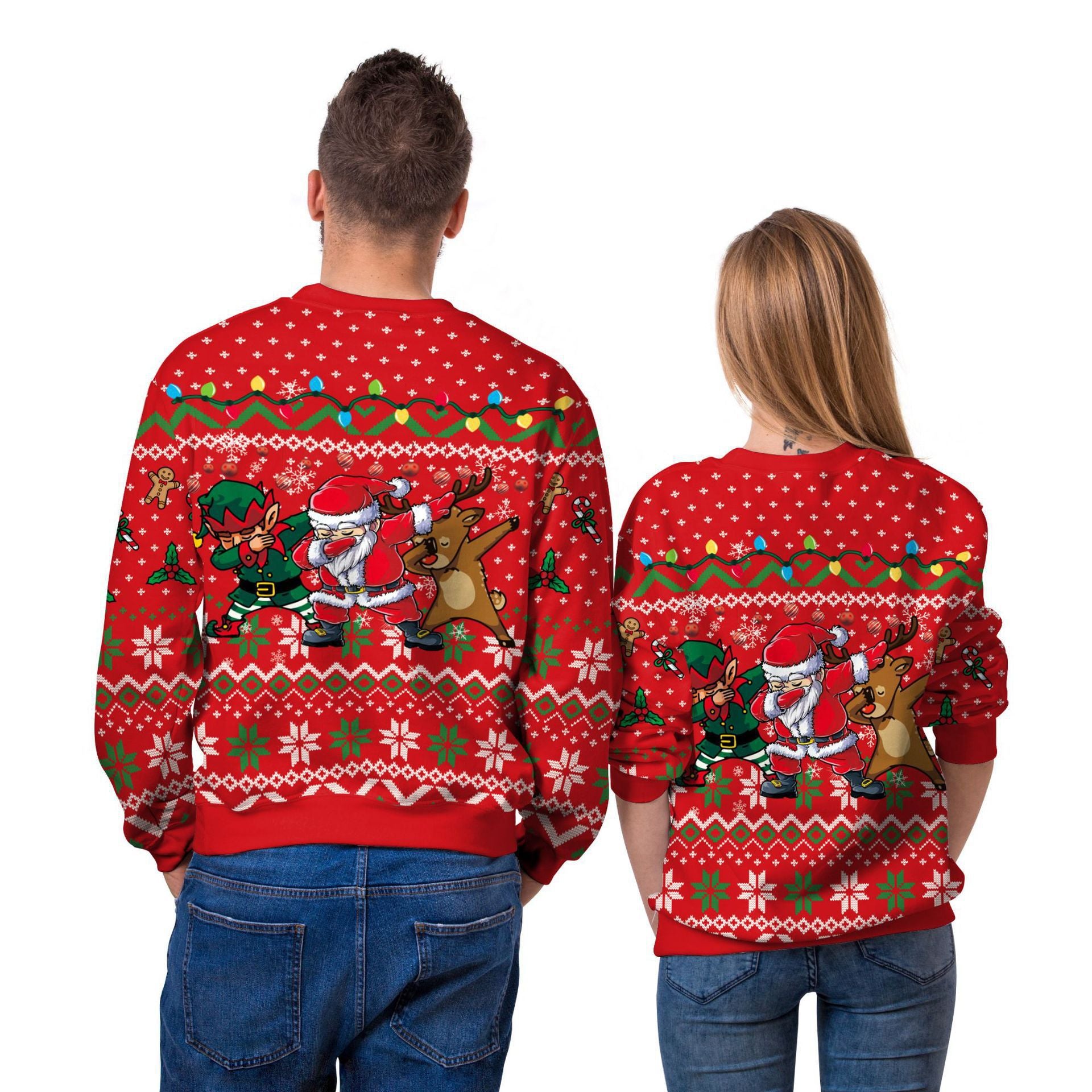 Festive 3D Christmas Couple Sweatshirt Holiday Matching Top