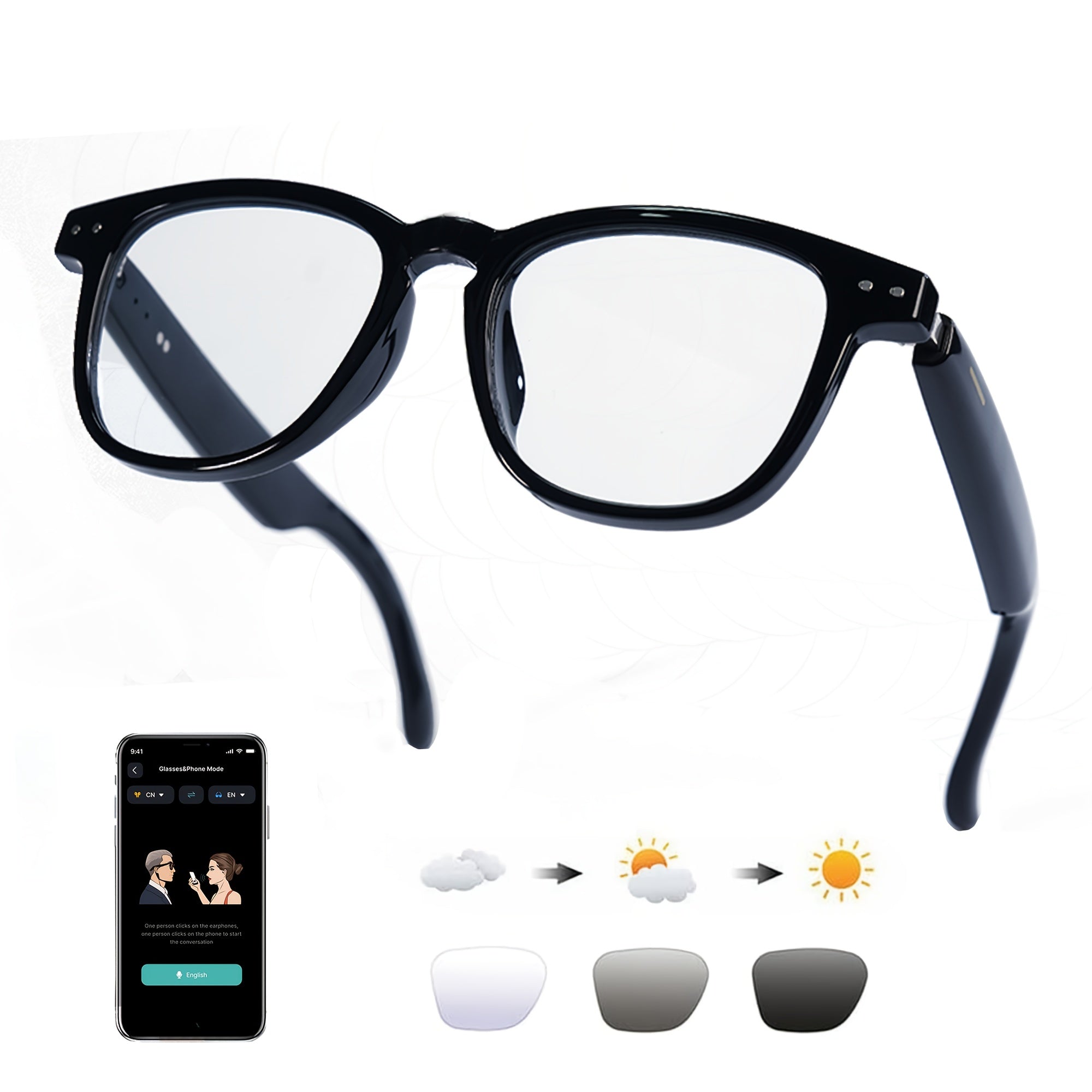 AI Smart Glasses, Smart Glasses with 160+ Languages Real Time Translation Support, Chat GPT System, OICIIDO New Multi-functional Audio Glasses for Men And Women, Built-in Microphone And Speaker...